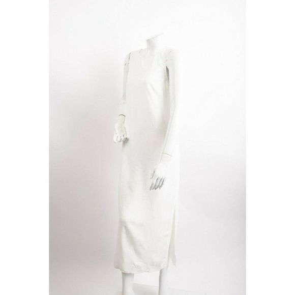 Massimo Dutti Womens Linen Dress US 4 EU 36 White Midi Sleeveless 6622/226 NWT - Picture 4 of 8